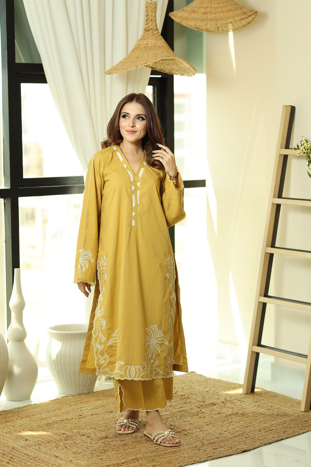 Flairs Studio | Luxury Pret | MUSTARD by Flairs Studio - Designer Dress - Type: Luxury - Available at Libayah - 100% Original
