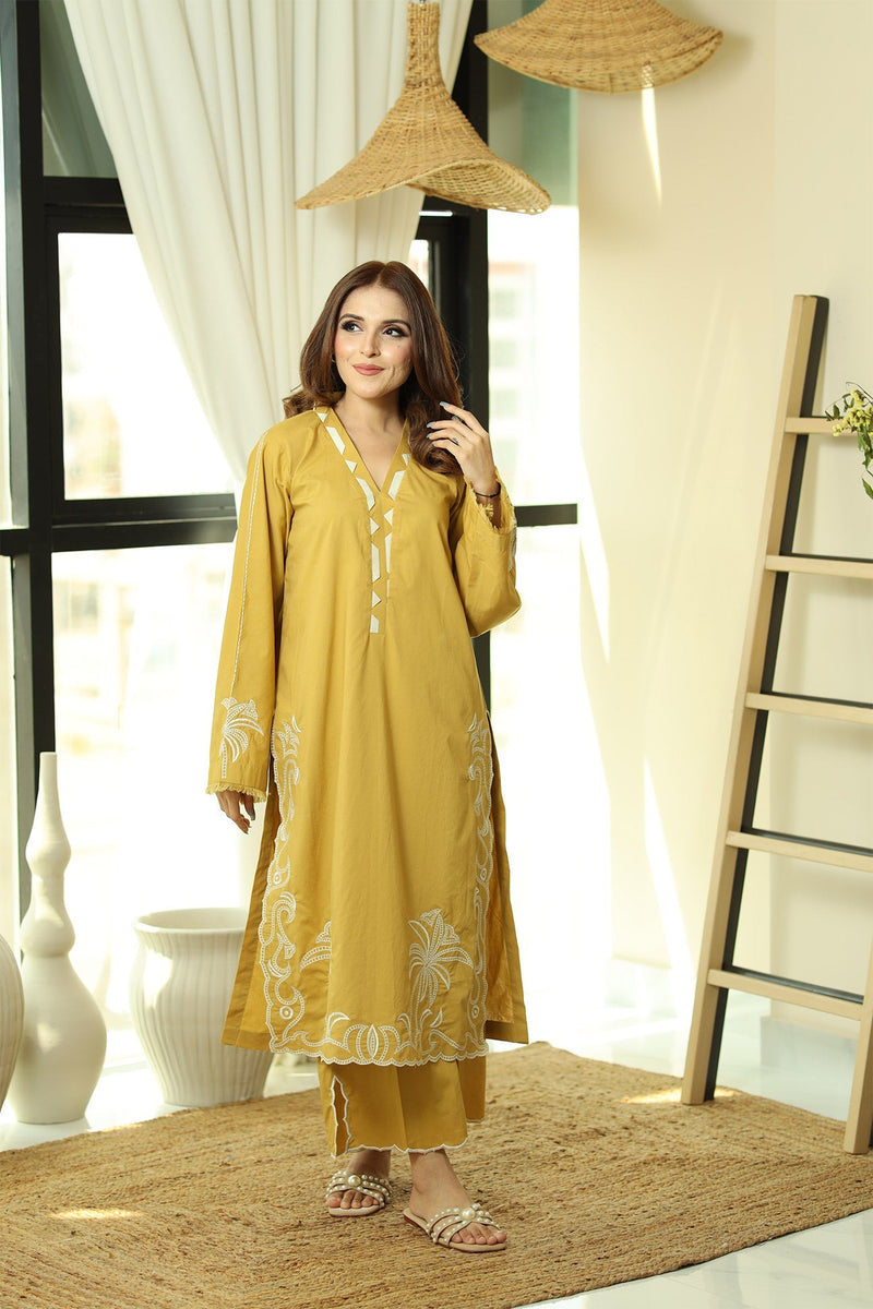 Flairs Studio | Luxury Pret | MUSTARD by Flairs Studio - Designer Dress - Type: Luxury - Available at Libayah - 100% Original