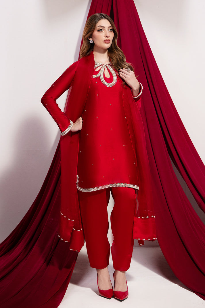 Raja Salahuddin | House of Mina | Crimson by Raja Salahuddin - Designer Dress - Type: Ladies Clothes - Available at Libayah - 100% Original