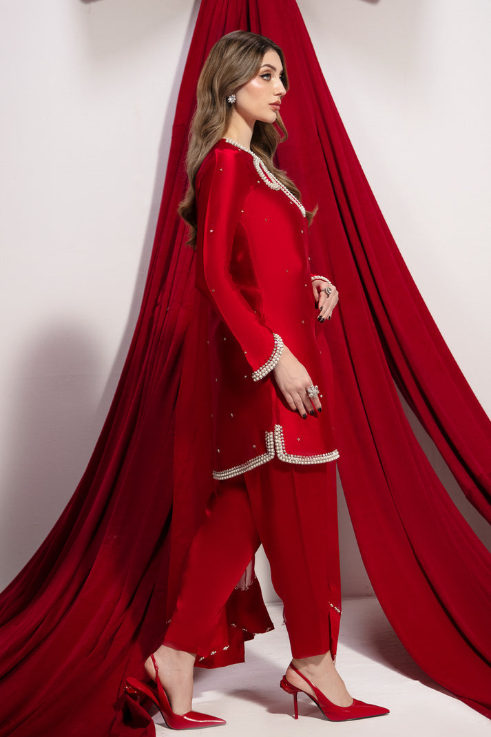 Raja Salahuddin | House of Mina | Crimson by Raja Salahuddin - Designer Dress - Type: Ladies Clothes - Available at Libayah - 100% Original