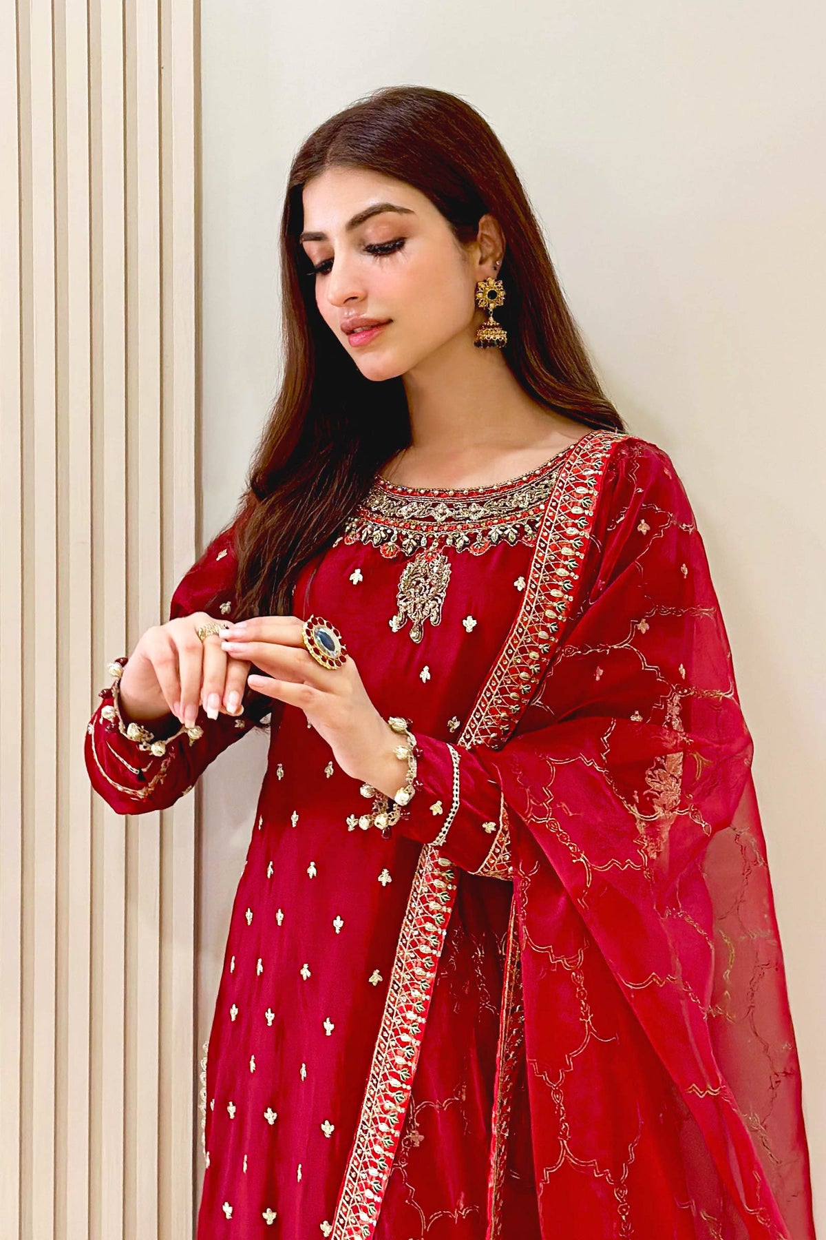 Maria B | Luxury Formals | SF-EA23-18R1-Maroon by Maria B - Designer Dress  - Type : Ladies Clothes - Available at Libayah - 100% Original 