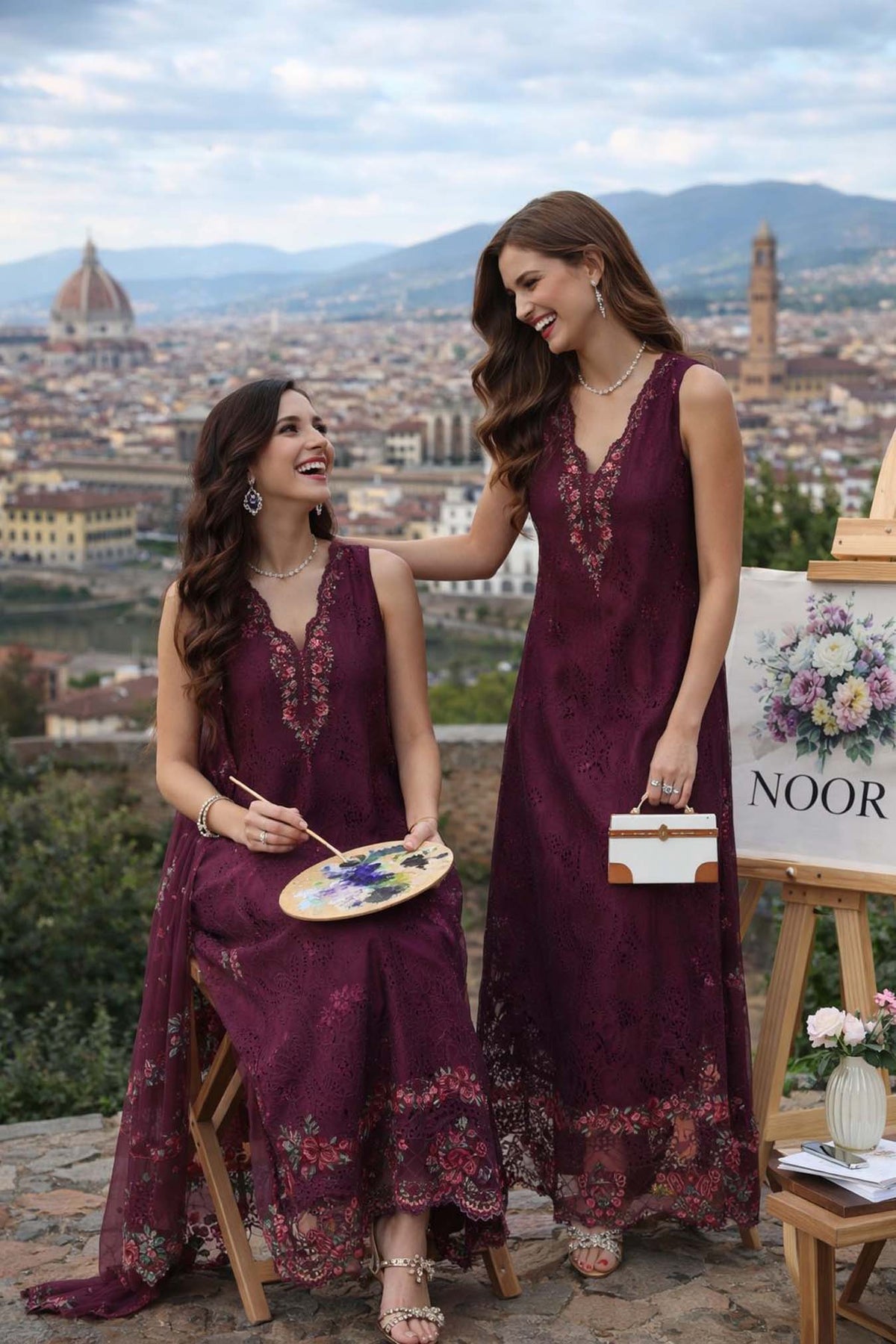 Noor by Saadia Asad | Luxury Eid Schiffli Laserkari 26 | D10 -Plum Royal by Noor by Saadia Asad - Designer Dress  - Type : Ladies Clothes - Available at Libayah - 100% Original 