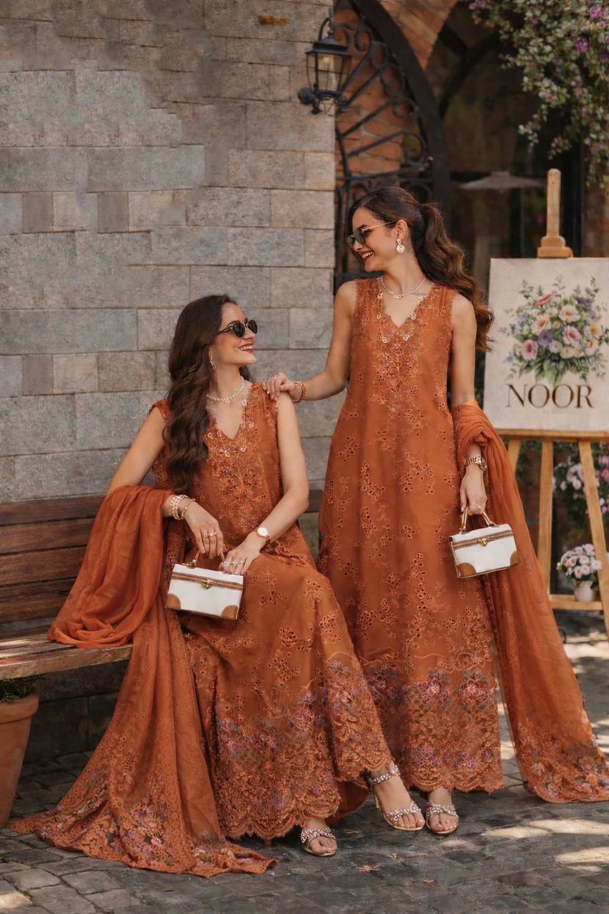 Noor by Saadia Asad | Luxury Eid Schiffli Laserkari 26 | D6 -Amber Rustique by Noor by Saadia Asad - Designer Dress  - Type : Ladies Clothes - Available at Libayah - 100% Original 
