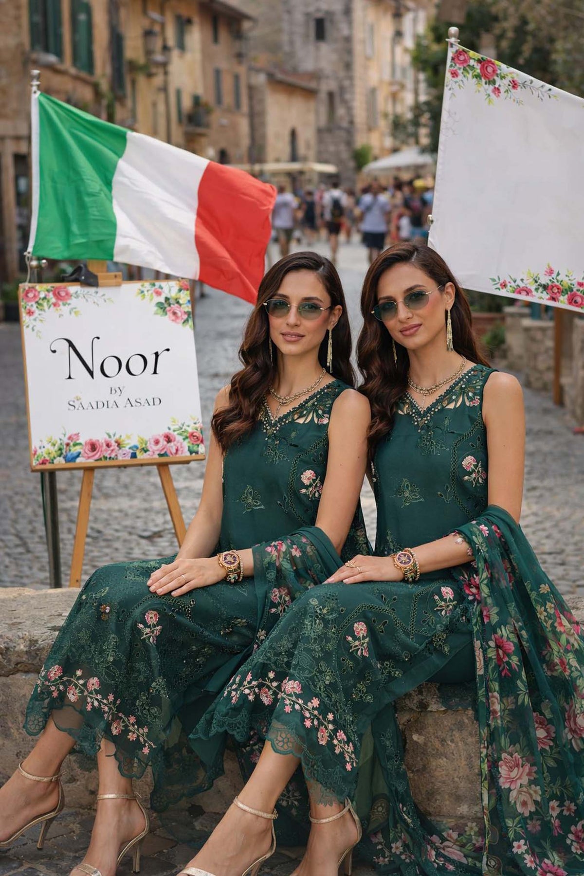 Noor by Saadia Asad | Luxury Eid Schiffli Laserkari 26 | D11 - Emerald Jewel by Noor by Saadia Asad - Designer Dress  - Type : Ladies Clothes - Available at Libayah - 100% Original 