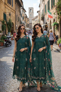 Noor by Saadia Asad | Luxury Eid Schiffli Laserkari 26 | D11 - Emerald Jewel by Noor by Saadia Asad - Designer Dress  - Type : Ladies Clothes - Available at Libayah - 100% Original 