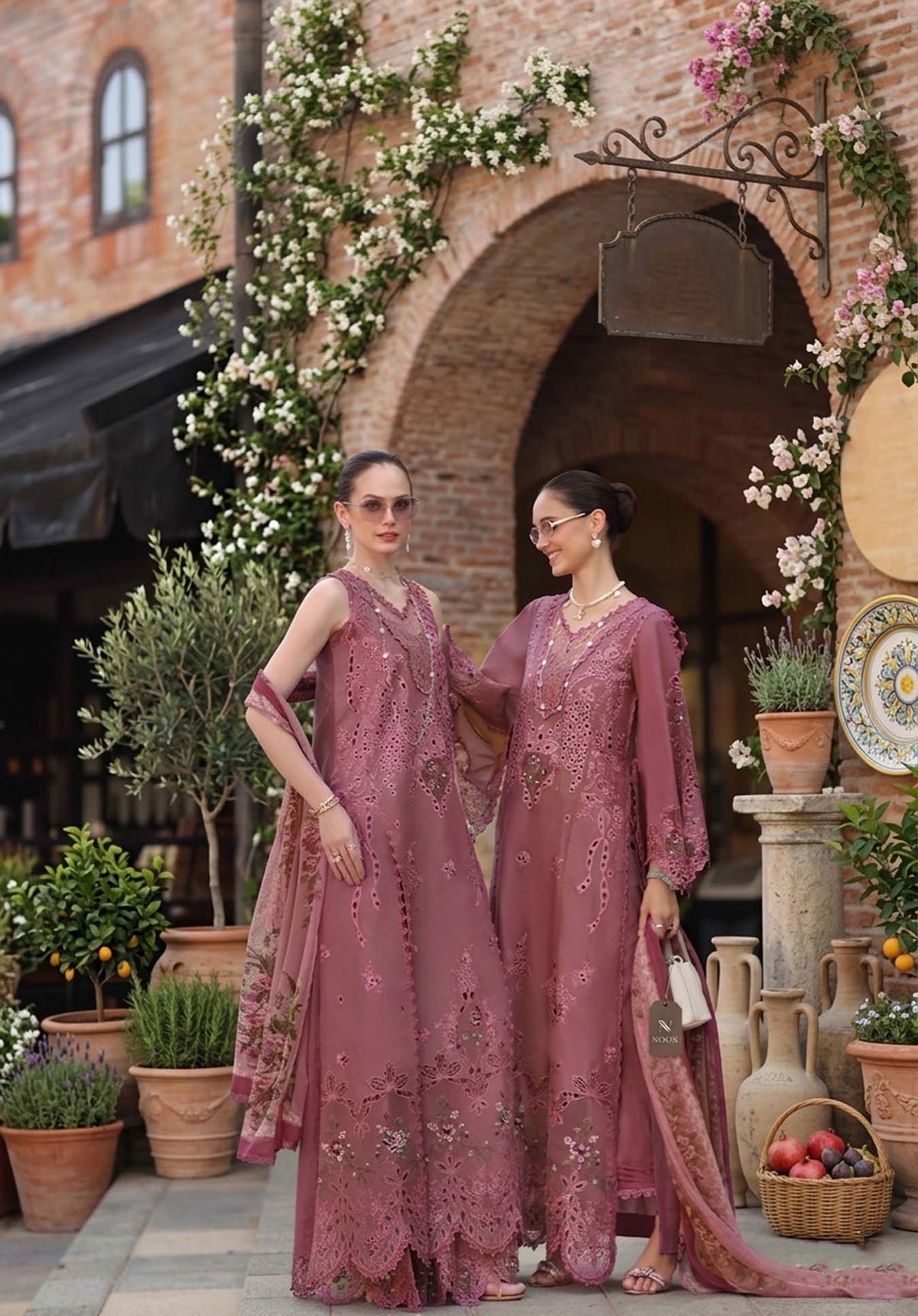 Noor by Saadia Asad | Luxury Eid Schiffli Laserkari 26 | D1 -Rose Allure by Noor by Saadia Asad - Designer Dress  - Type : Ladies Clothes - Available at Libayah - 100% Original 