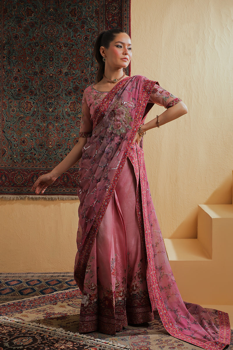 Shamaeel Ansari | Majestic Legacy | Rosewood Zari Fusion Saree by Shamaeel Ansari - Designer Dress  - Type : Ladies Clothes - Available at Libayah - 100% Original 