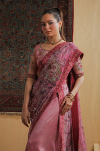Shamaeel Ansari | Majestic Legacy | Rosewood Zari Fusion Saree by Shamaeel Ansari - Designer Dress  - Type : Ladies Clothes - Available at Libayah - 100% Original 