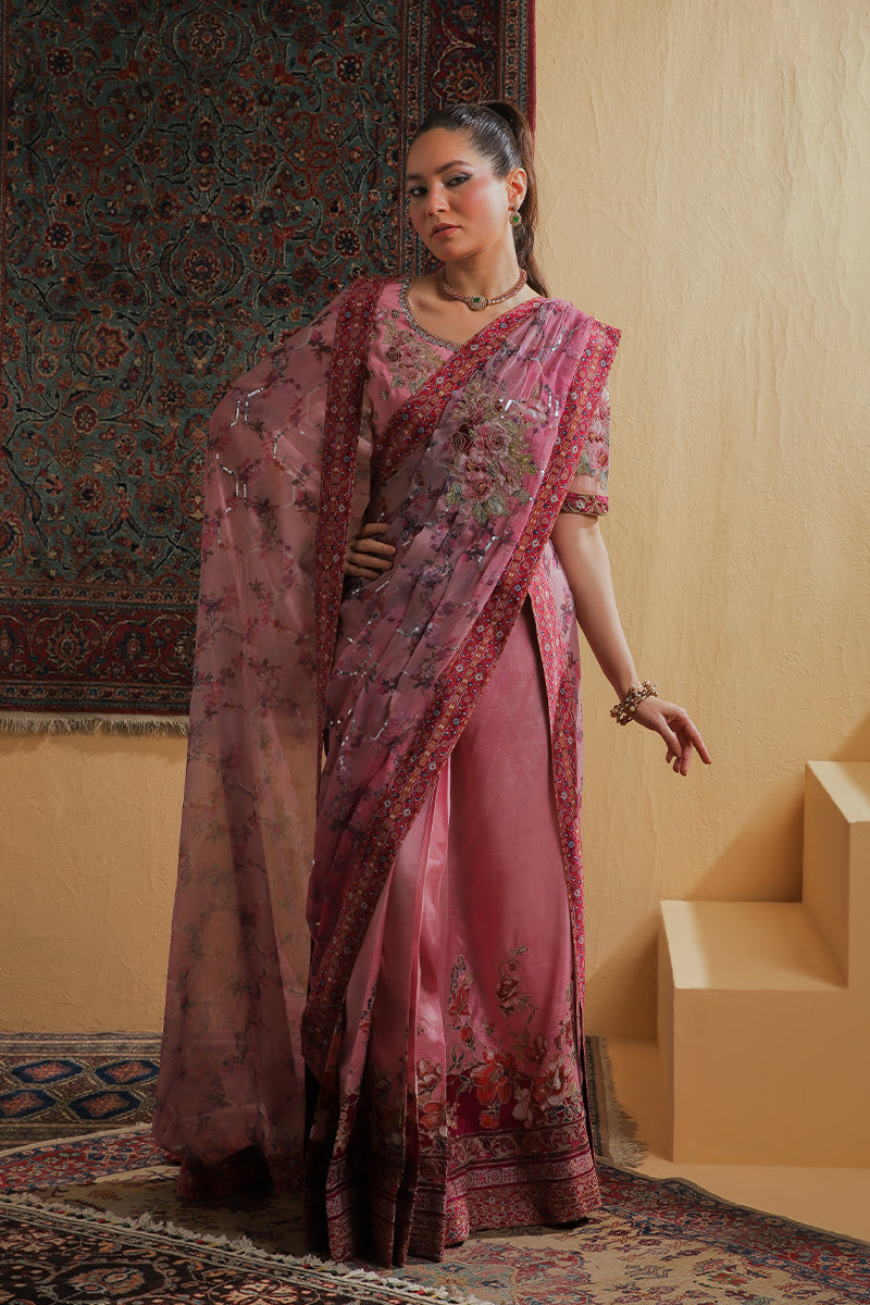 Shamaeel Ansari | Majestic Legacy | Rosewood Zari Fusion Saree by Shamaeel Ansari - Designer Dress  - Type : Ladies Clothes - Available at Libayah - 100% Original 