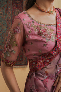 Shamaeel Ansari | Majestic Legacy | Rosewood Zari Fusion Saree by Shamaeel Ansari - Designer Dress  - Type : Ladies Clothes - Available at Libayah - 100% Original 