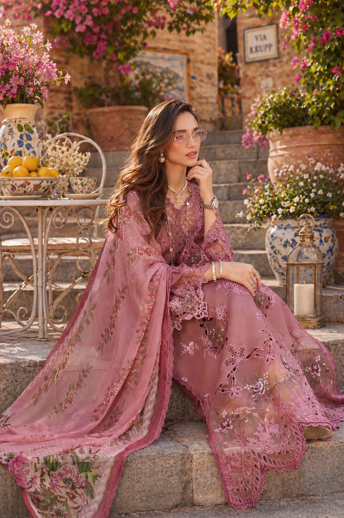 Noor by Saadia Asad | Luxury Eid Schiffli Laserkari 26 | D1 -Rose Allure by Noor by Saadia Asad - Designer Dress  - Type : Ladies Clothes - Available at Libayah - 100% Original 