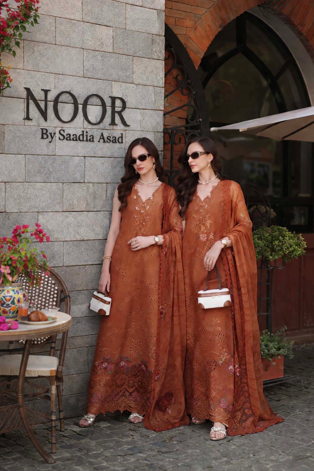 Noor by Saadia Asad | Luxury Eid Schiffli Laserkari 26 | D6 -Amber Rustique by Noor by Saadia Asad - Designer Dress  - Type : Ladies Clothes - Available at Libayah - 100% Original 