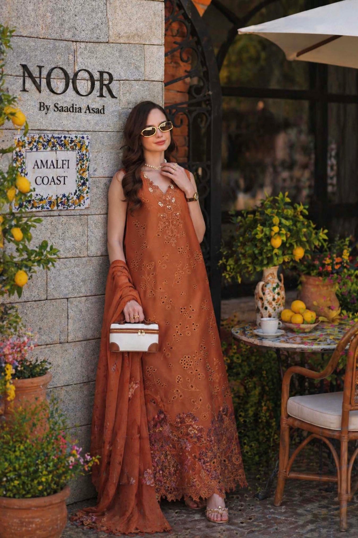 Noor by Saadia Asad | Luxury Eid Schiffli Laserkari 26 | D6 -Amber Rustique by Noor by Saadia Asad - Designer Dress  - Type : Ladies Clothes - Available at Libayah - 100% Original 