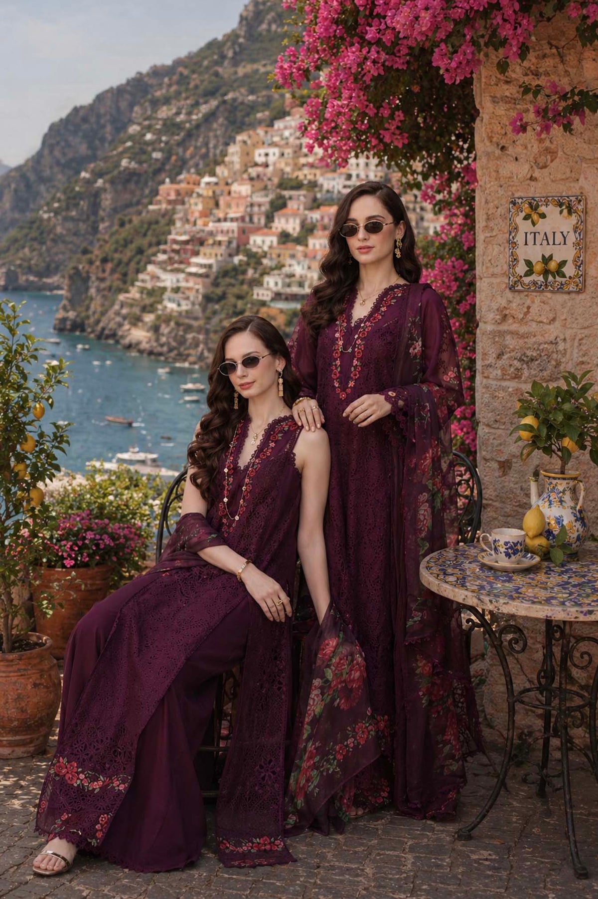 Noor by Saadia Asad | Luxury Eid Schiffli Laserkari 26 | D10 -Plum Royal by Noor by Saadia Asad - Designer Dress  - Type : Ladies Clothes - Available at Libayah - 100% Original 