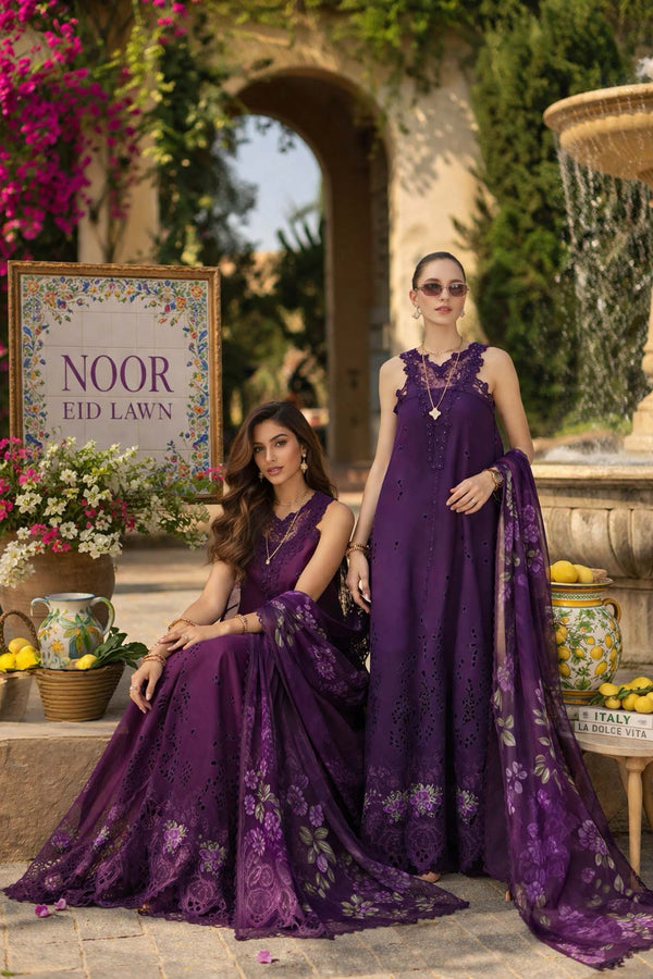 Noor by Saadia Asad | Luxury Eid Schiffli Laserkari 26 | D2 -Amalfi Amethyst by Noor by Saadia Asad - Designer Dress  - Type : Ladies Clothes - Available at Libayah - 100% Original 