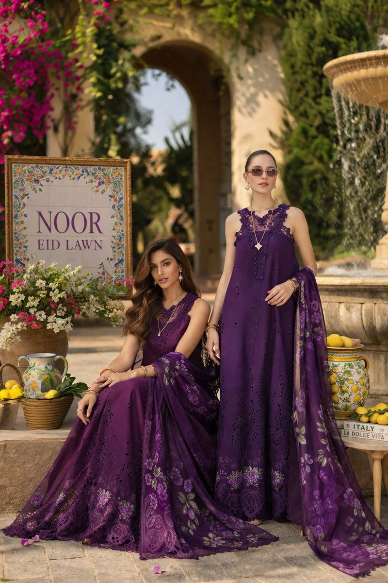 Noor by Saadia Asad | Luxury Eid Schiffli Laserkari 26 | D2 -Amalfi Amethyst by Noor by Saadia Asad - Designer Dress  - Type : Ladies Clothes - Available at Libayah - 100% Original 