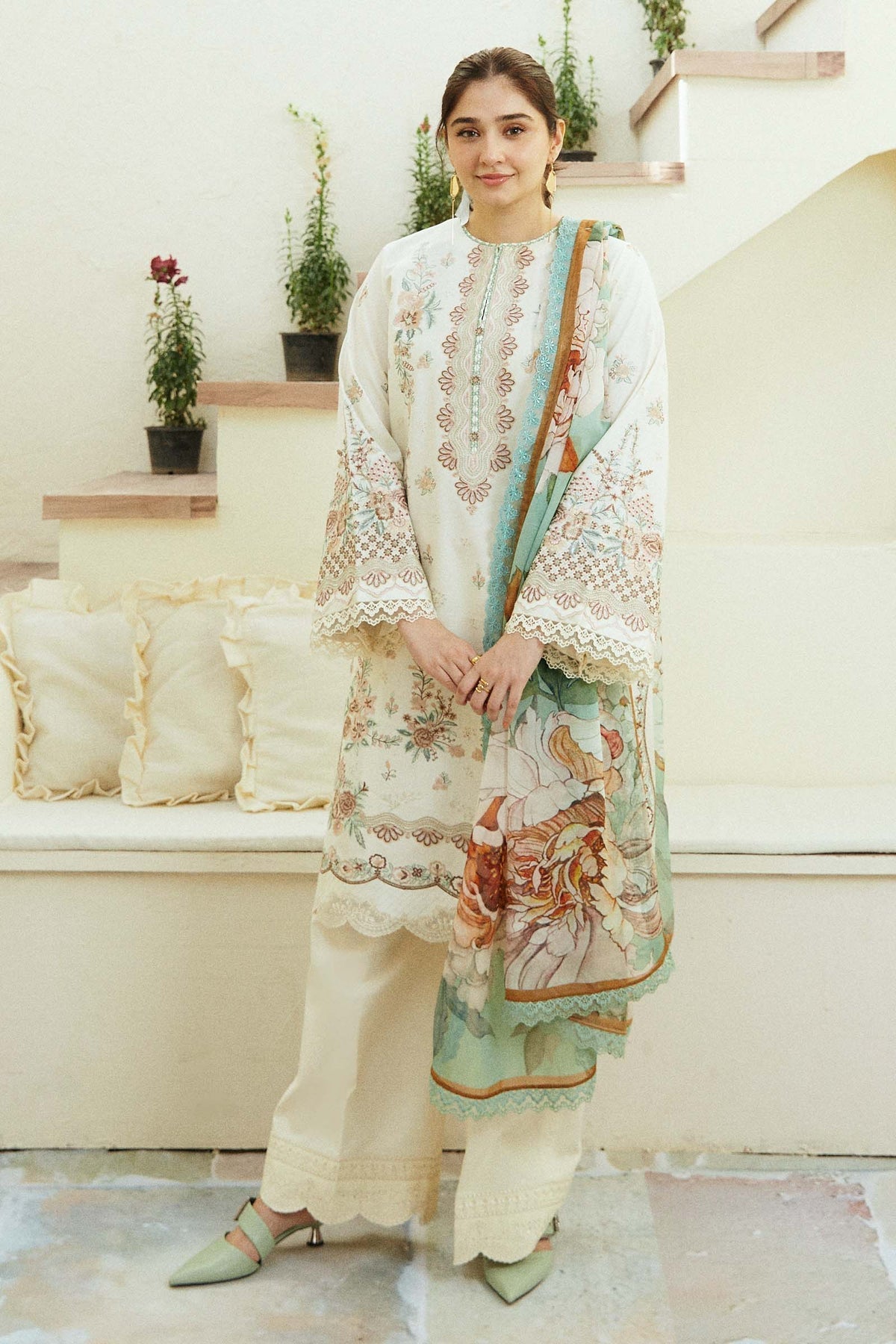 Zara Shahjahan | Coco Lawn Eid Edit 24 | IVORY-D10 by Zara Shahjahan - Designer Dress - Type: Ladies Clothes - Available at Libayah - 100% Original