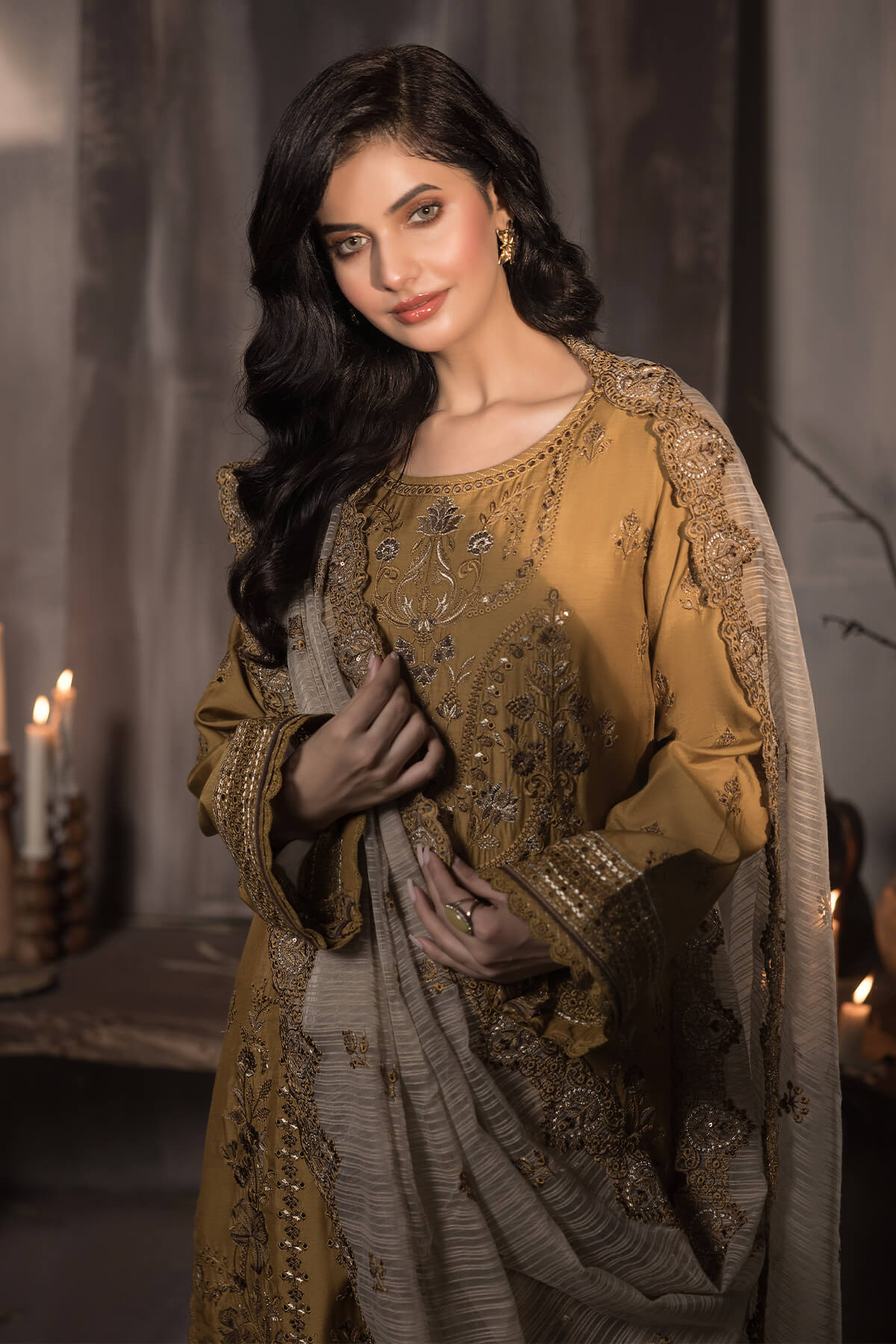 Imrozia Premium | Sehar Winter Collection | I.P-70 Sunheri by Imrozia Premium - Designer Dress - Type: Ladies Clothes - Available at Libayah - 100% Original