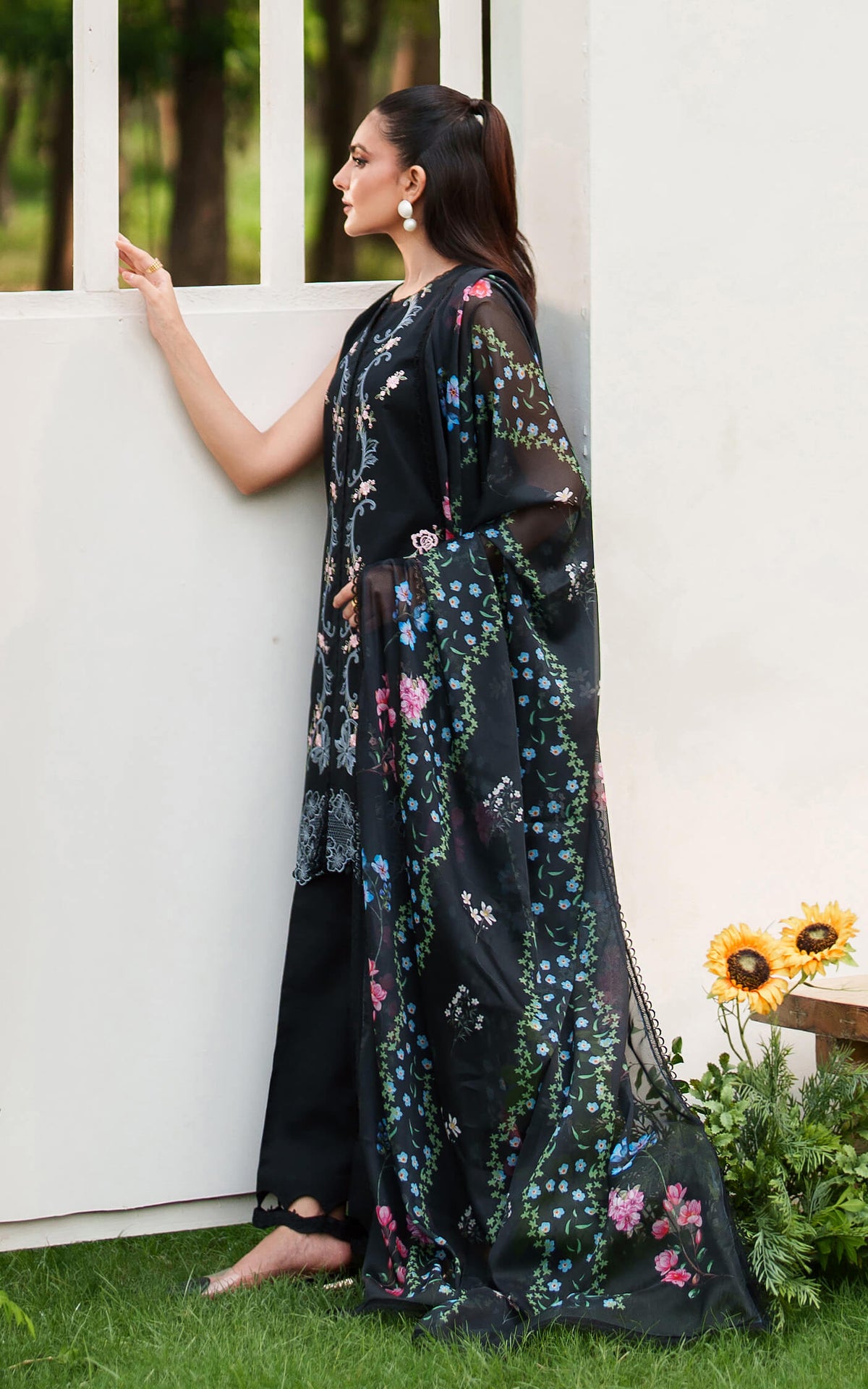 Asifa and Nabeel | Eden Cambric 25 | Ink Blossom ECU25-02 by Asifa and Nabeel - Designer Dress  - Type : Ladies Clothes - Available at Libayah - 100% Original 