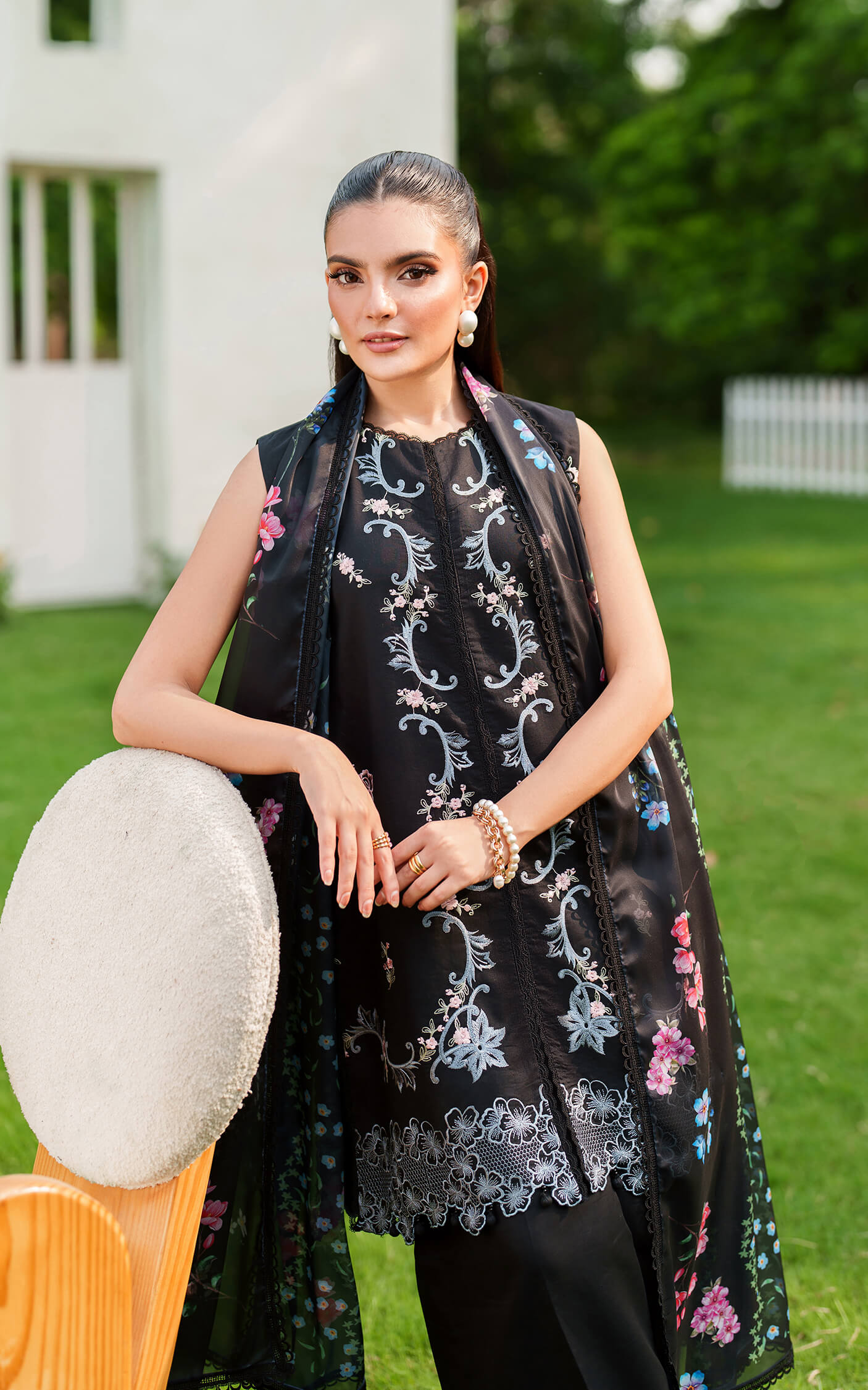 Asifa and Nabeel | Eden Cambric 25 | Ink Blossom ECU25-02 by Asifa and Nabeel - Designer Dress  - Type : Ladies Clothes - Available at Libayah - 100% Original 