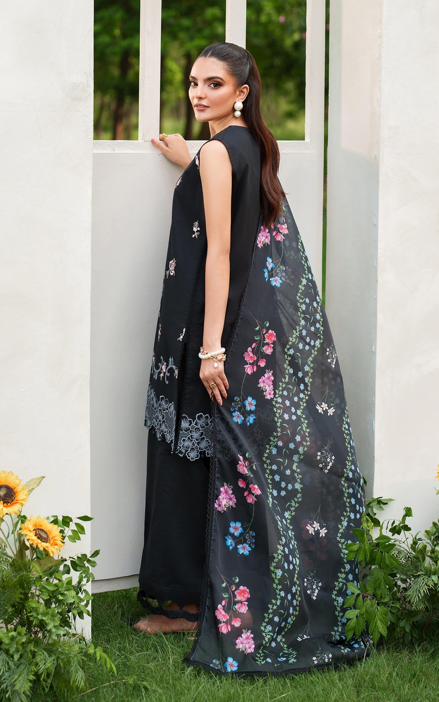 Asifa and Nabeel | Eden Cambric 25 | Ink Blossom ECU25-02 by Asifa and Nabeel - Designer Dress  - Type : Ladies Clothes - Available at Libayah - 100% Original 