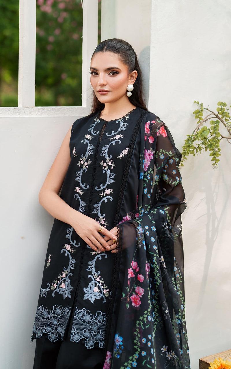 Asifa and Nabeel | Eden Cambric 25 | Ink Blossom ECU25-02 by Asifa and Nabeel - Designer Dress  - Type : Ladies Clothes - Available at Libayah - 100% Original 