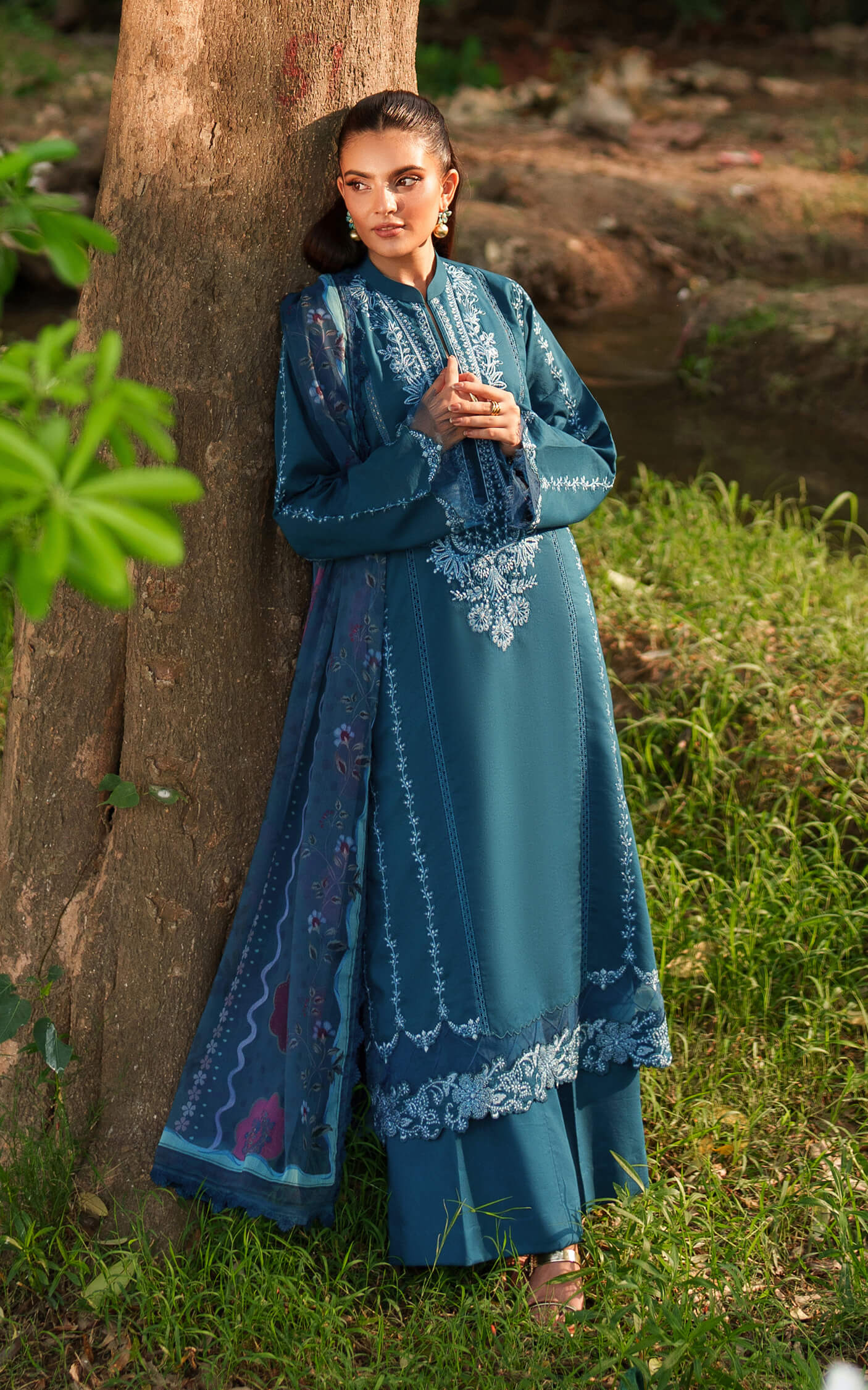 Asifa and Nabeel | Eden Cambric 25 | Iris Cloud ECU25-05 by Asifa and Nabeel - Designer Dress  - Type : Ladies Clothes - Available at Libayah - 100% Original 