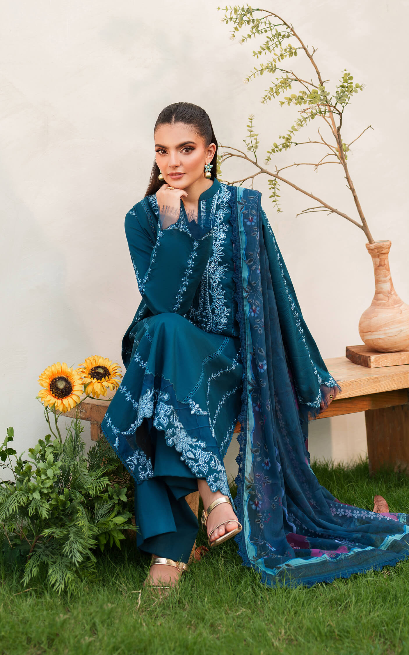 Asifa and Nabeel | Eden Cambric 25 | Iris Cloud ECU25-05 by Asifa and Nabeel - Designer Dress  - Type : Ladies Clothes - Available at Libayah - 100% Original 
