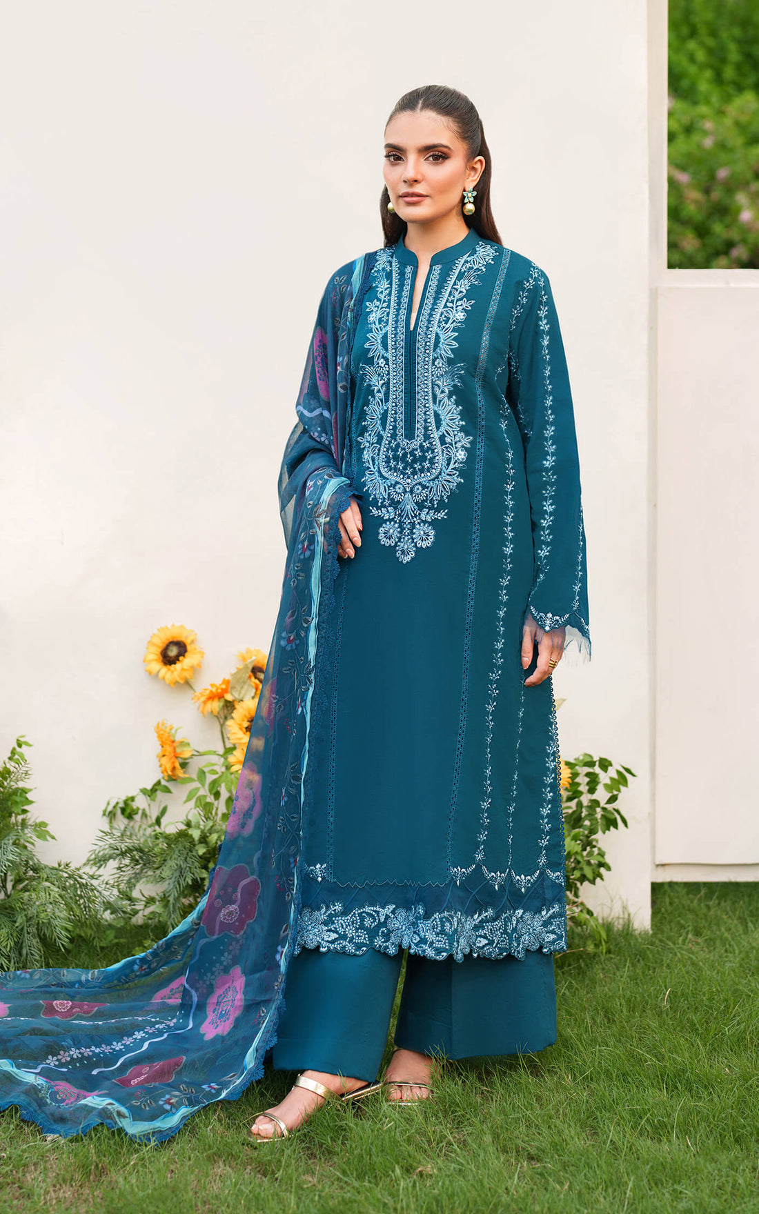Asifa and Nabeel | Eden Cambric 25 | Iris Cloud ECU25-05 by Asifa and Nabeel - Designer Dress  - Type : Ladies Clothes - Available at Libayah - 100% Original 