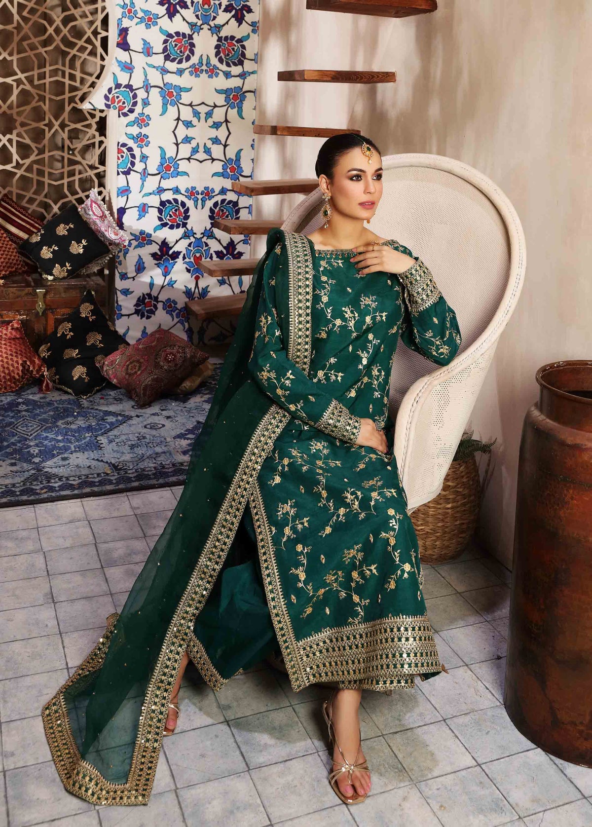 Waqas Shah | Ishq Naama | GREEN ROSE by Waqas Shah - Designer Dress - Type: Ladies Clothes - Available at Libayah - 100% Original
