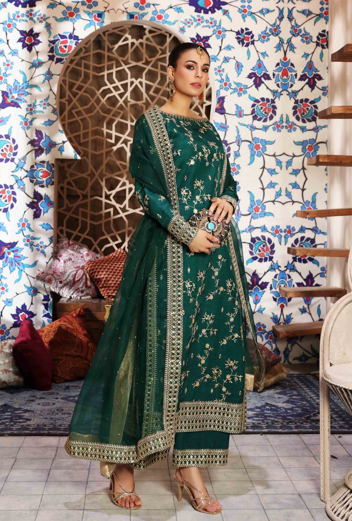 Waqas Shah | Ishq Naama | GREEN ROSE by Waqas Shah - Designer Dress - Type: Ladies Clothes - Available at Libayah - 100% Original