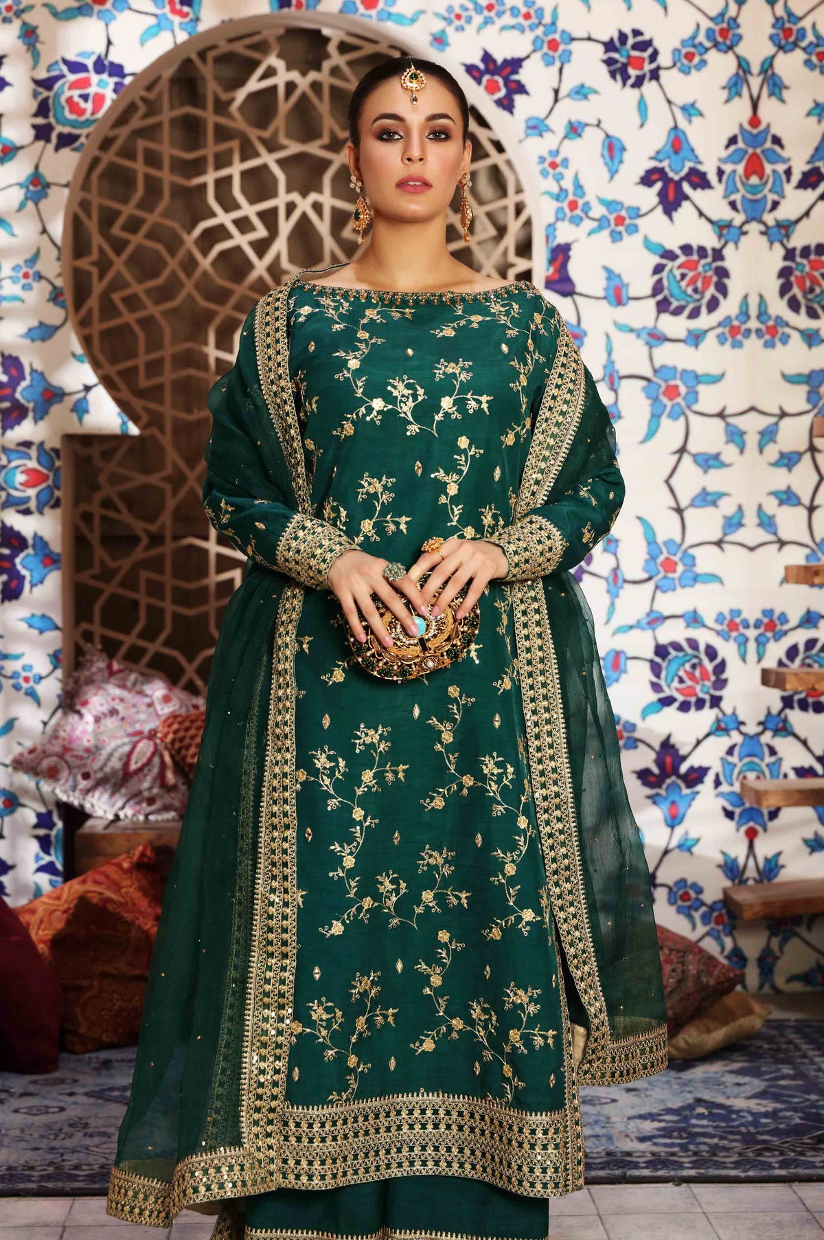 Waqas Shah | Ishq Naama | GREEN ROSE by Waqas Shah - Designer Dress - Type: Ladies Clothes - Available at Libayah - 100% Original