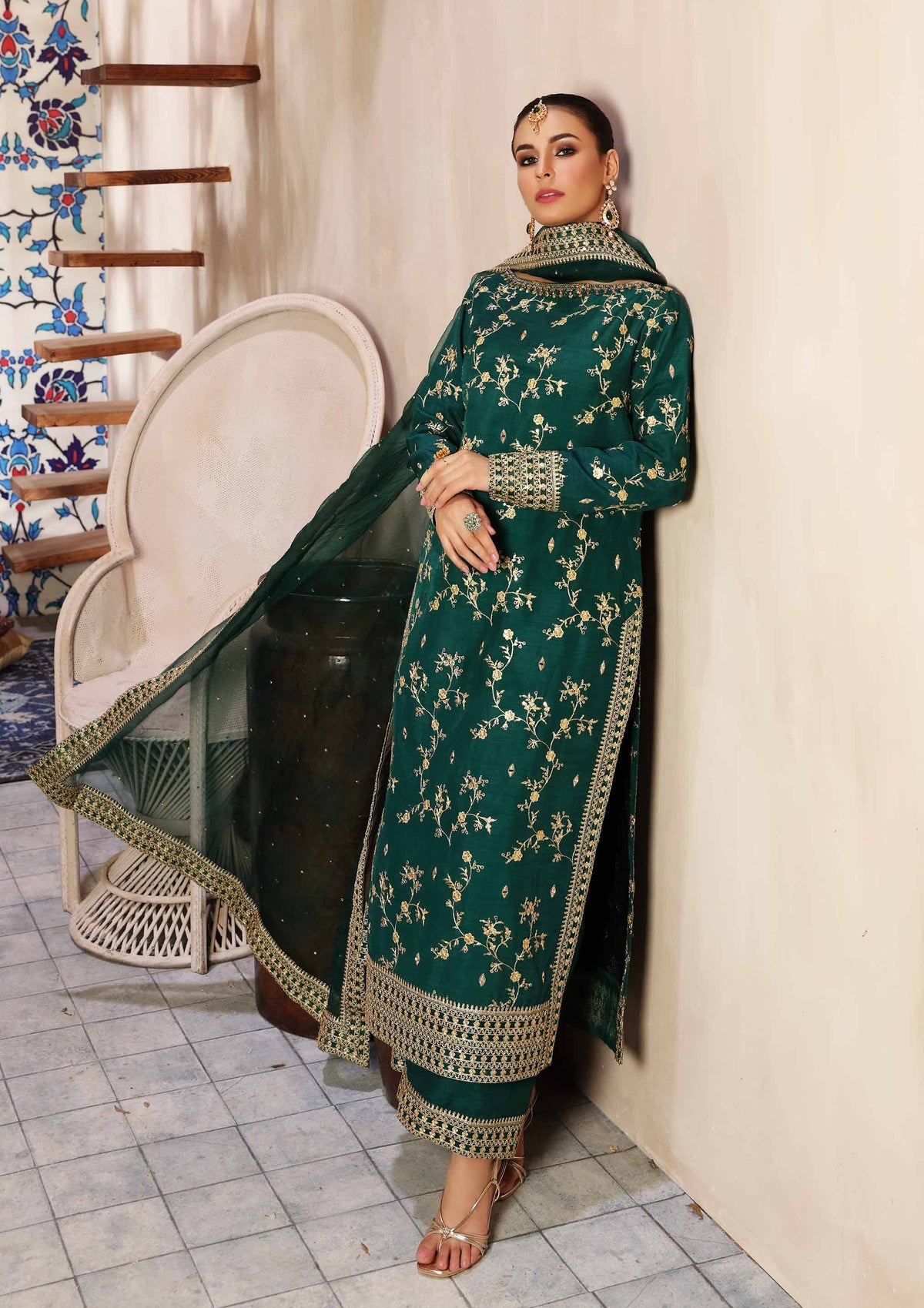 Waqas Shah | Ishq Naama | GREEN ROSE by Waqas Shah - Designer Dress - Type: Ladies Clothes - Available at Libayah - 100% Original