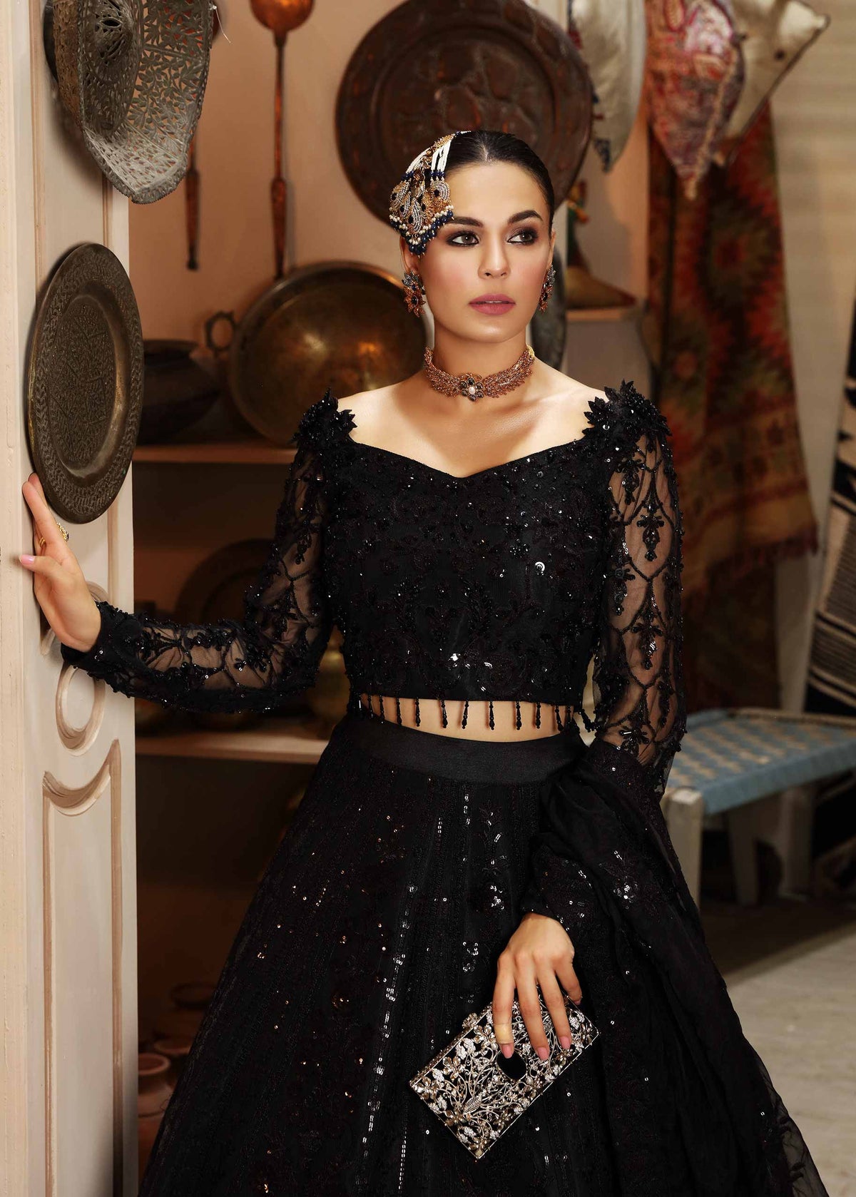 Waqas Shah | Ishq Naama | Black Blossom by Waqas Shah - Designer Dress - Type: Ladies Clothes - Available at Libayah - 100% Original