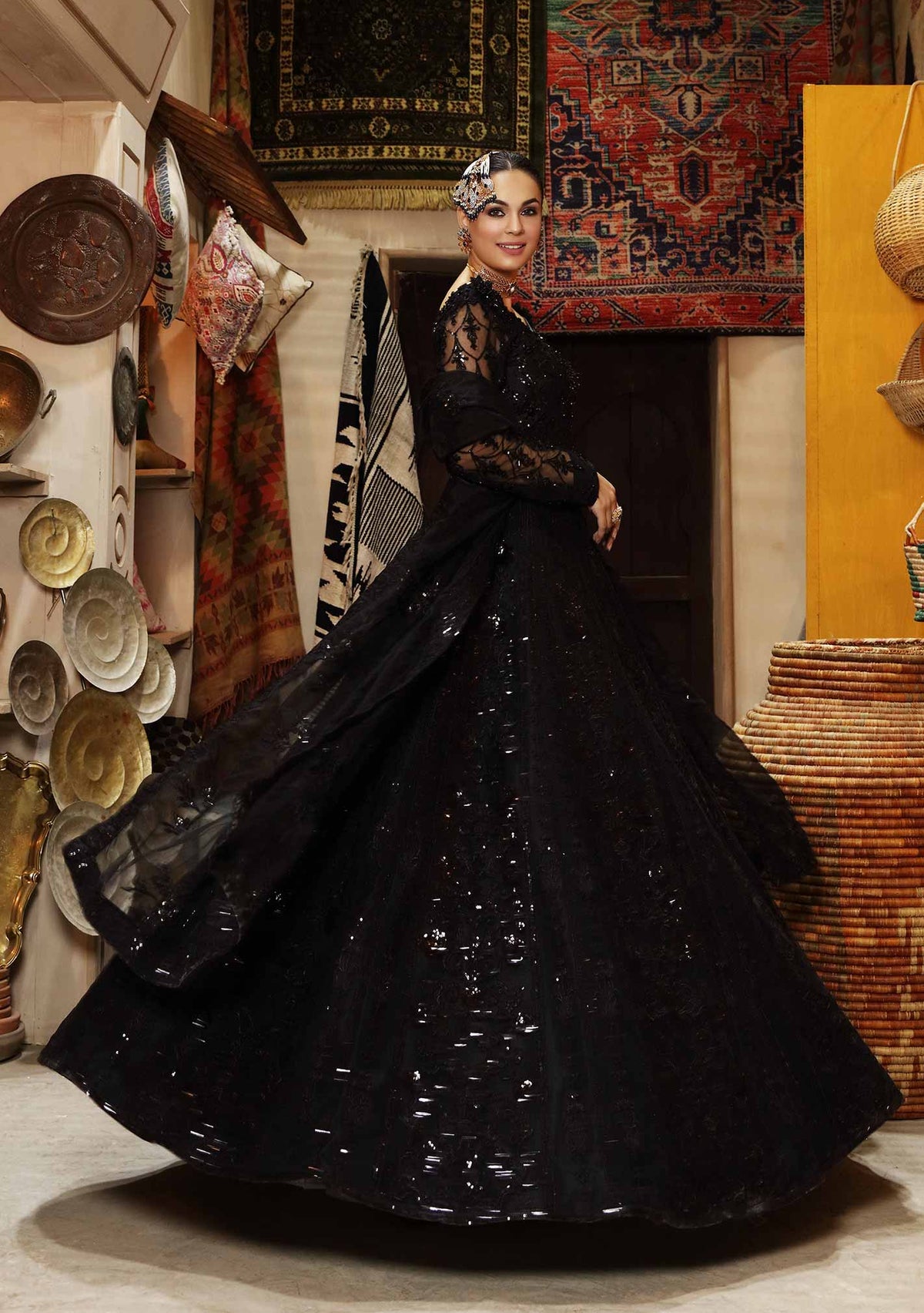 Waqas Shah | Ishq Naama | Black Blossom by Waqas Shah - Designer Dress - Type: Ladies Clothes - Available at Libayah - 100% Original