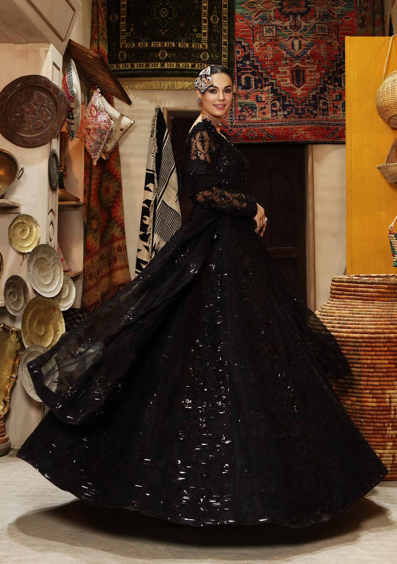 Waqas Shah | Ishq Naama | Black Blossom by Waqas Shah - Designer Dress - Type: Ladies Clothes - Available at Libayah - 100% Original