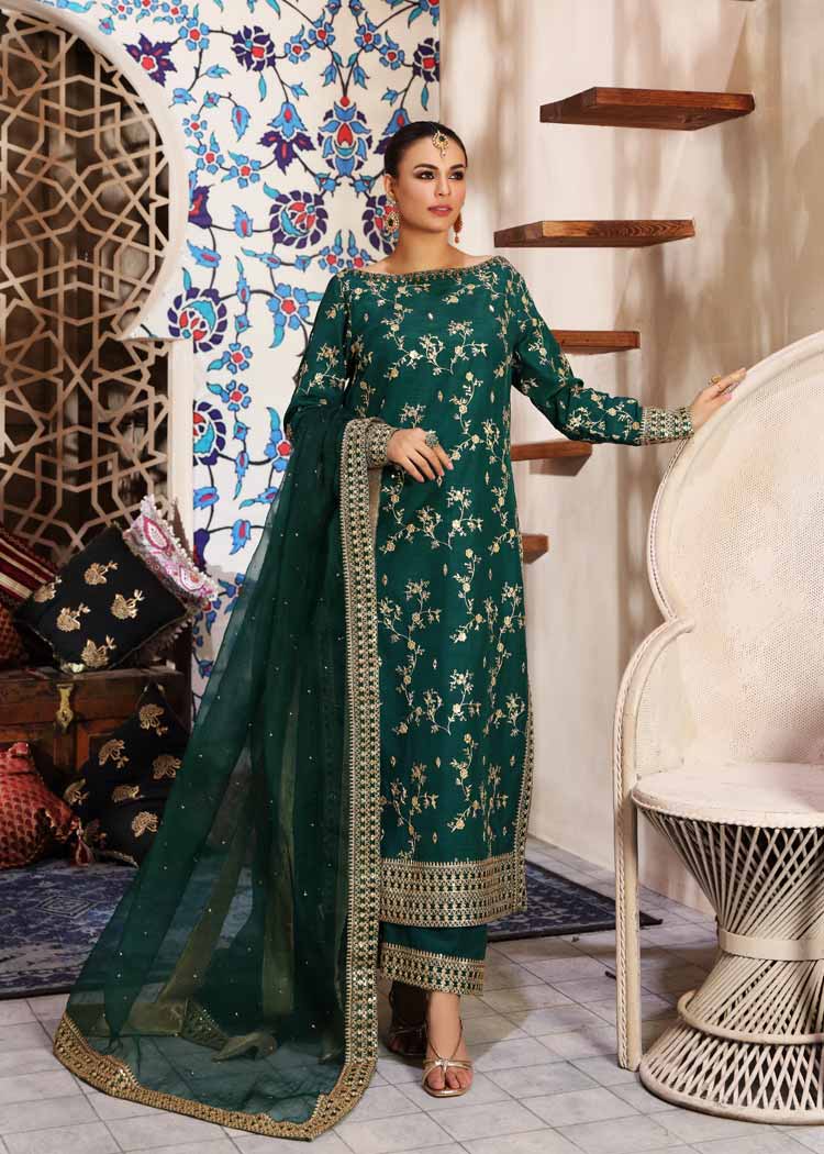Waqas Shah | Ishq Naama | GREEN ROSE by Waqas Shah - Designer Dress - Type: Ladies Clothes - Available at Libayah - 100% Original