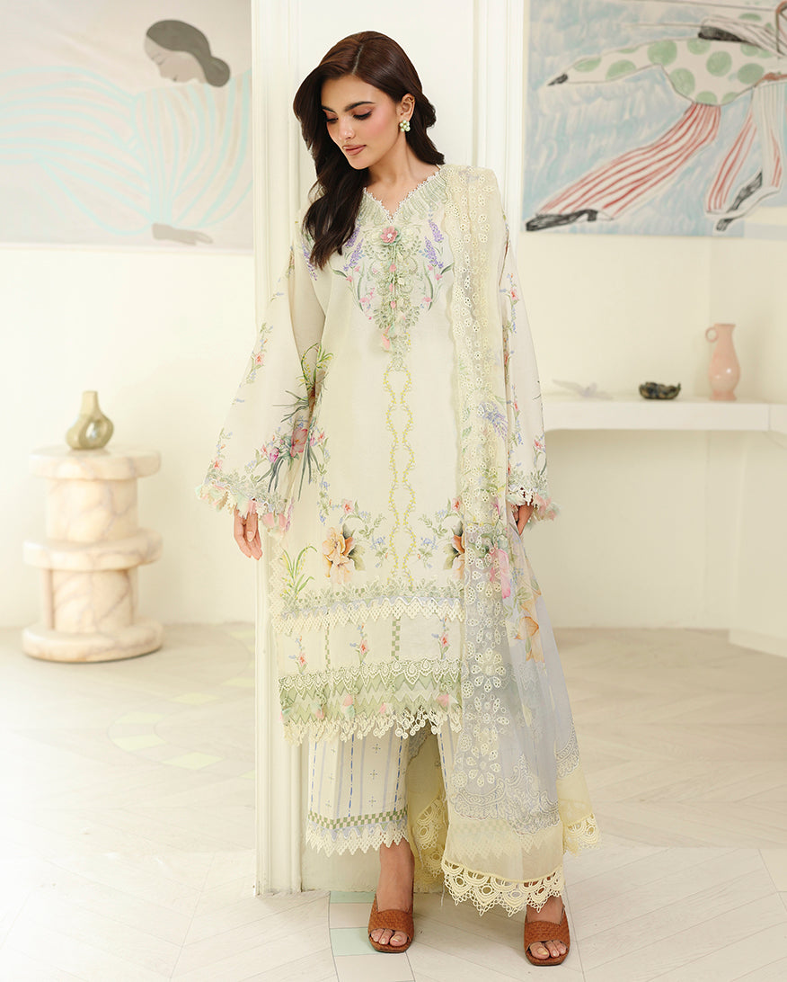 Roheenaz | Petals in Print | Ivory Sonata by Roheenaz - Designer Dress  - Type : Ladies Clothes - Available at Libayah - 100% Original 