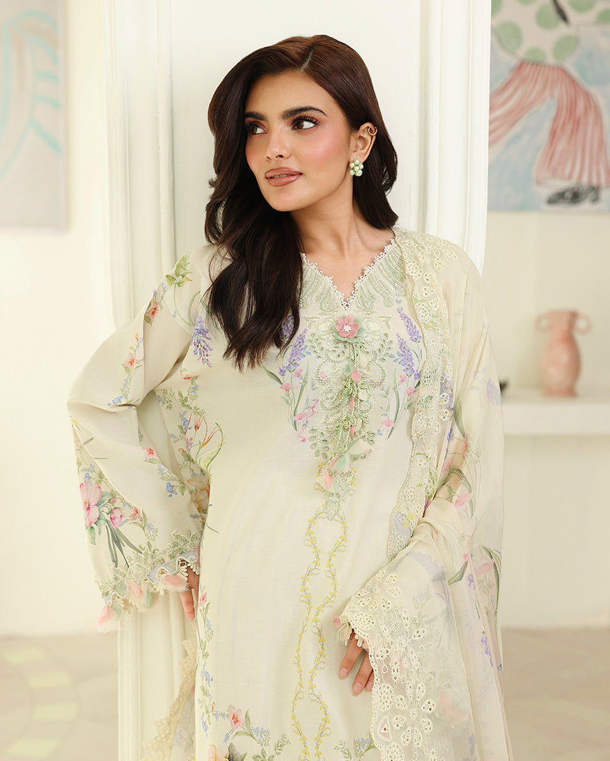 Roheenaz | Petals in Print | Ivory Sonata by Roheenaz - Designer Dress  - Type : Ladies Clothes - Available at Libayah - 100% Original 