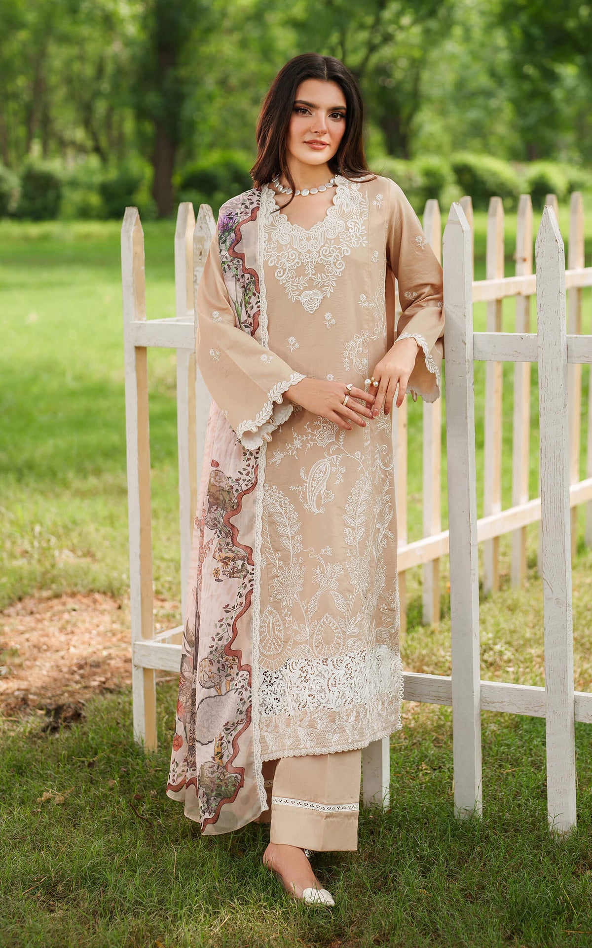 Asifa and Nabeel | Eden Cambric 25 | Ivory Haze ECU25-03 by Asifa and Nabeel - Designer Dress  - Type : Ladies Clothes - Available at Libayah - 100% Original 