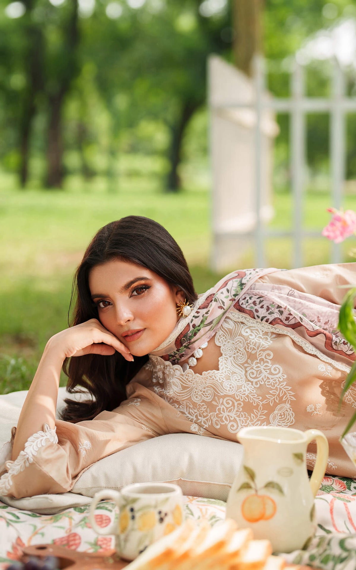 Asifa and Nabeel | Eden Cambric 25 | Ivory Haze ECU25-03 by Asifa and Nabeel - Designer Dress  - Type : Ladies Clothes - Available at Libayah - 100% Original 