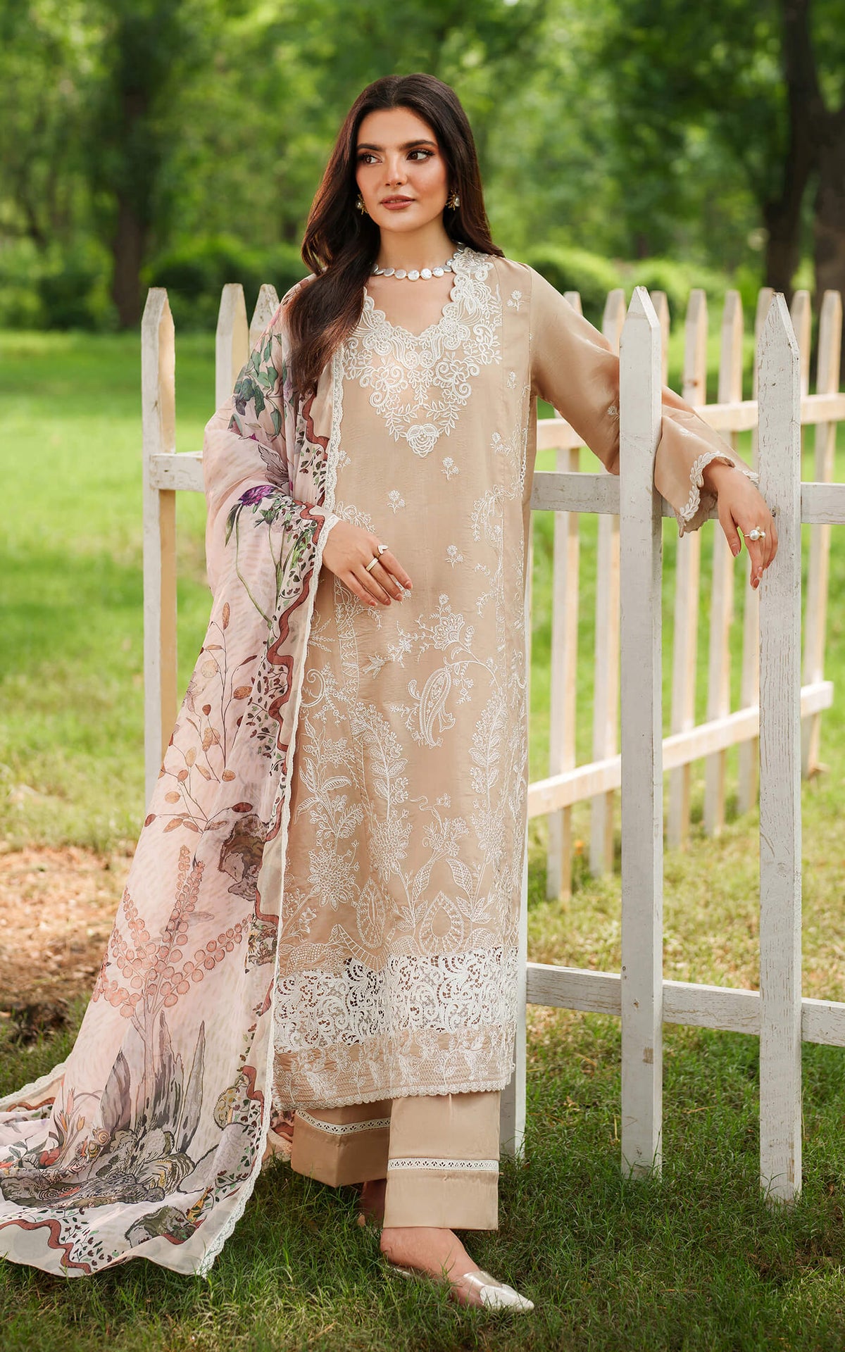 Asifa and Nabeel | Eden Cambric 25 | Ivory Haze ECU25-03 by Asifa and Nabeel - Designer Dress  - Type : Ladies Clothes - Available at Libayah - 100% Original 