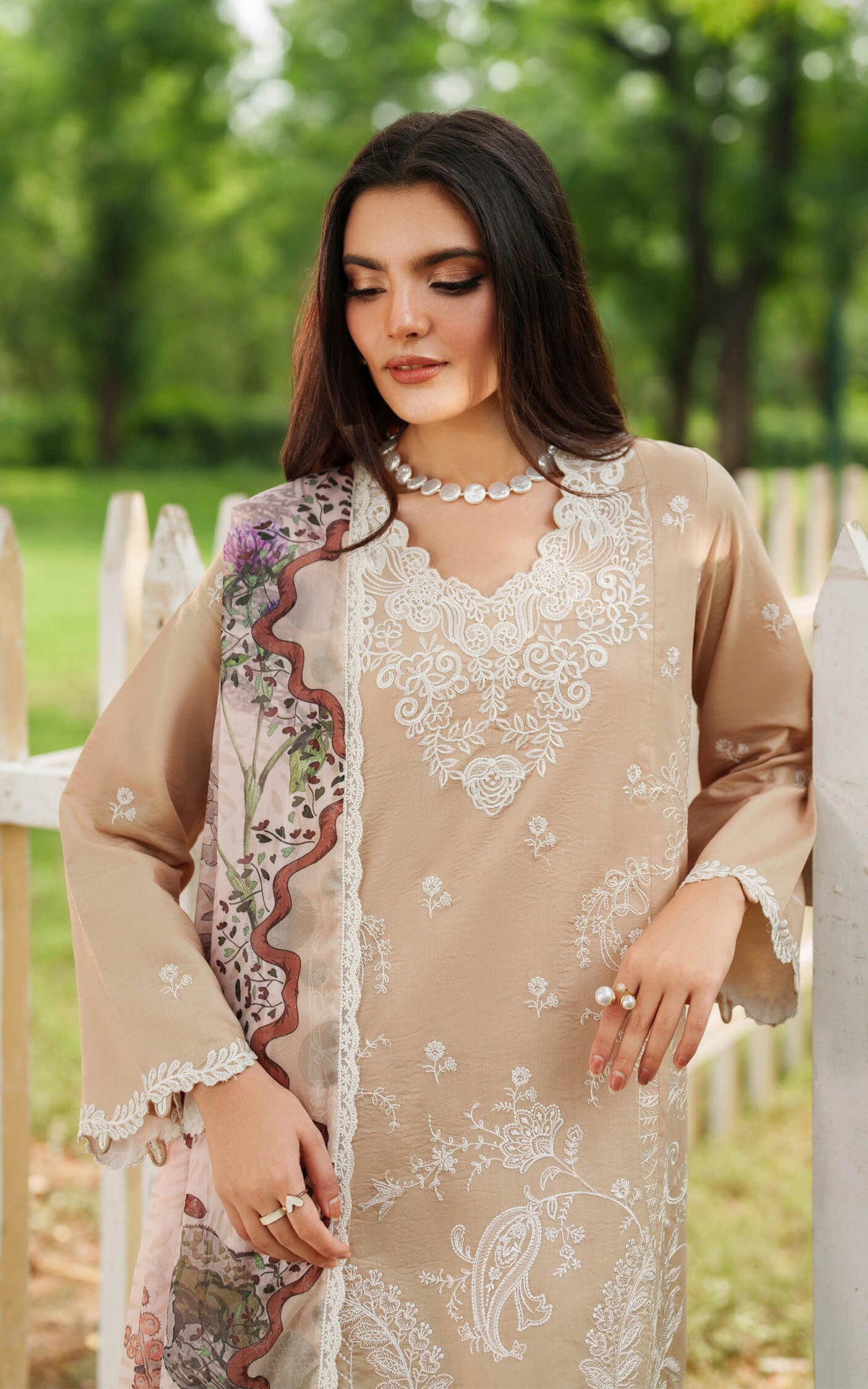 Asifa and Nabeel | Eden Cambric 25 | Ivory Haze ECU25-03 by Asifa and Nabeel - Designer Dress  - Type : Ladies Clothes - Available at Libayah - 100% Original 