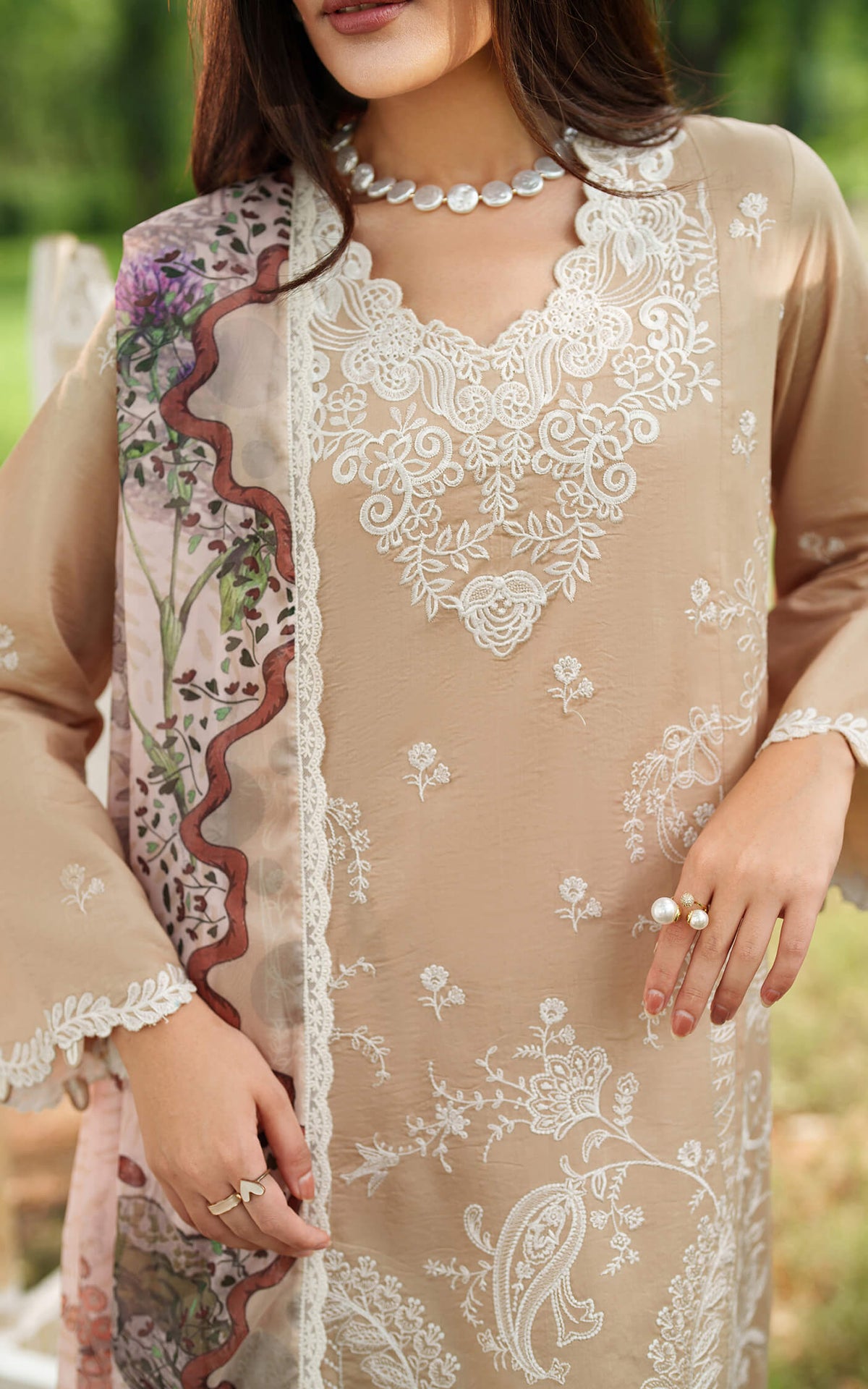 Asifa and Nabeel | Eden Cambric 25 | Ivory Haze ECU25-03 by Asifa and Nabeel - Designer Dress  - Type : Ladies Clothes - Available at Libayah - 100% Original 