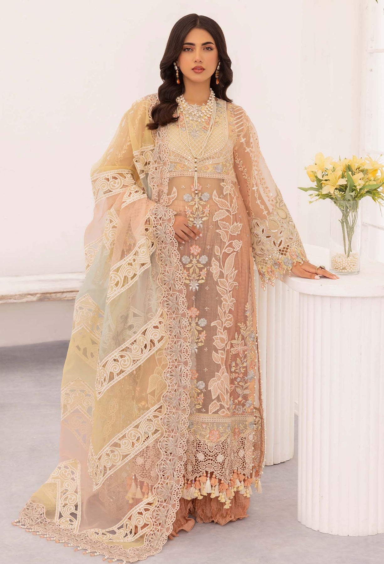 Adans Libas | Chantelle Chiffon | BLUSH OPAL by Adans Libas - Designer Dress - Type: Formal - Available at Libayah - 100% Original