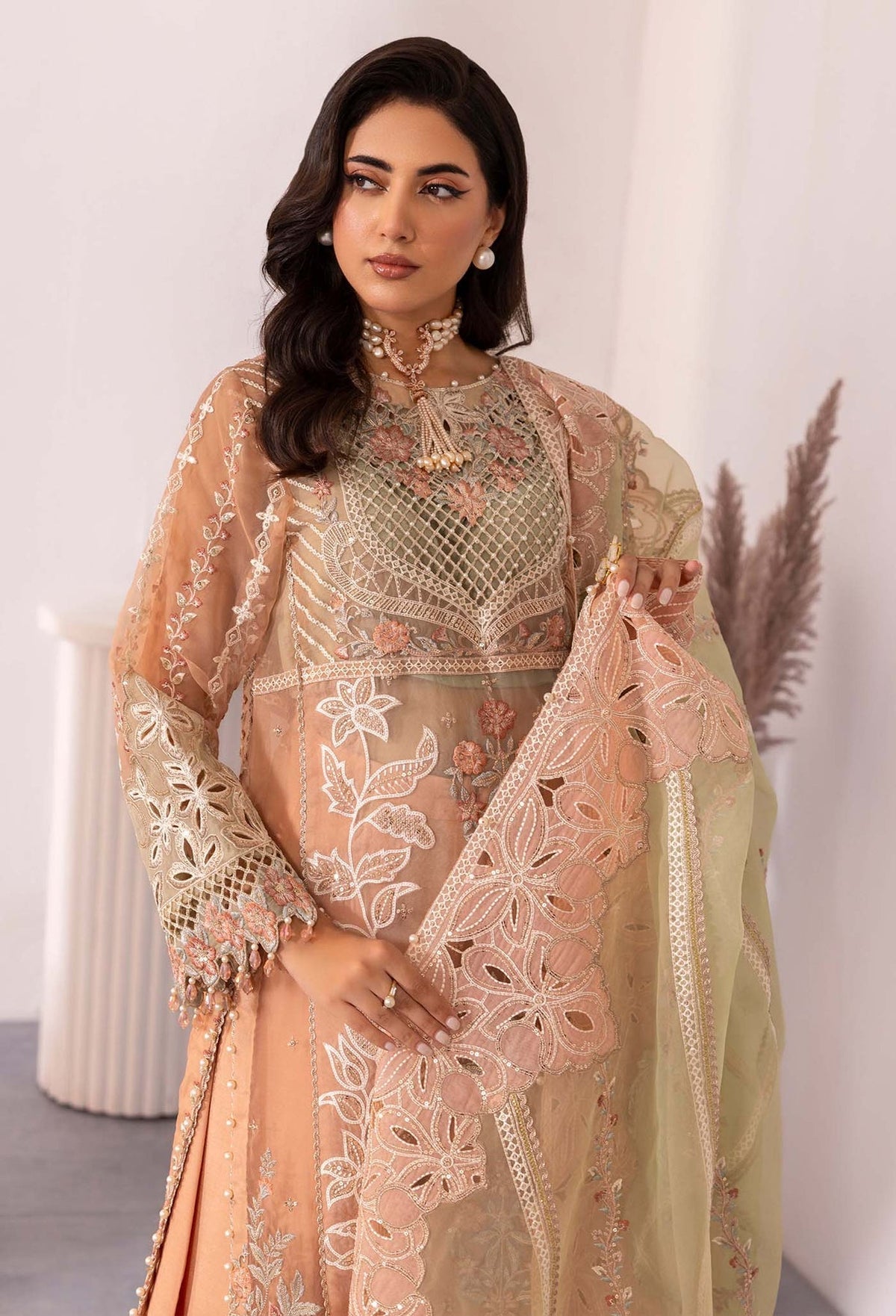 Adans Libas | Chantelle Chiffon | APRICOT AGATE by Adans Libas - Designer Dress - Type: Formal - Available at Libayah - 100% Original