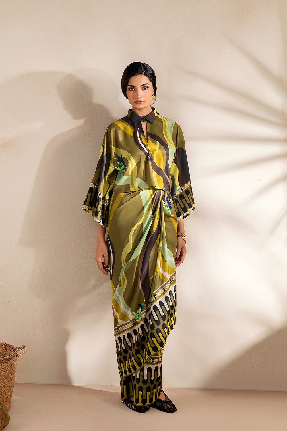GOLDEN GUAVA - SRSP-25-07 – authentic Pakistani dress from the Saira Rizwan Silk Coords 25 collection for women in the UK.