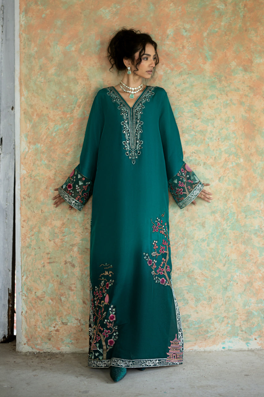Zainab Chottani | Summer Edition 26 | Jade Muse Kaftan by Zainab Chottani - Designer Dress  - Type : Ladies Clothes - Available at Libayah - 100% Original 