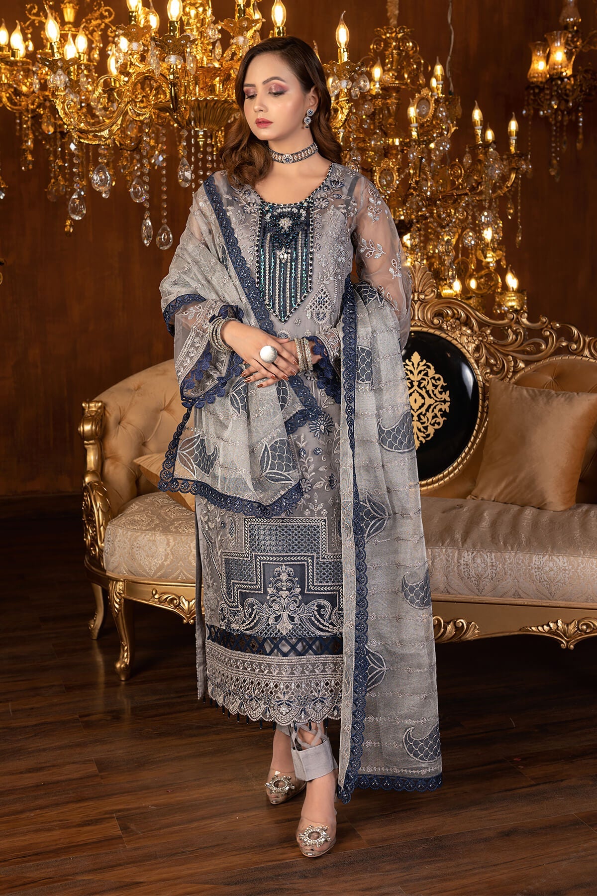Janique | Luxury Collection 24 |  D-033 Metallic grey by Janique - Designer Dress - Type: Ladies Clothes - Available at Libayah - 100% Original