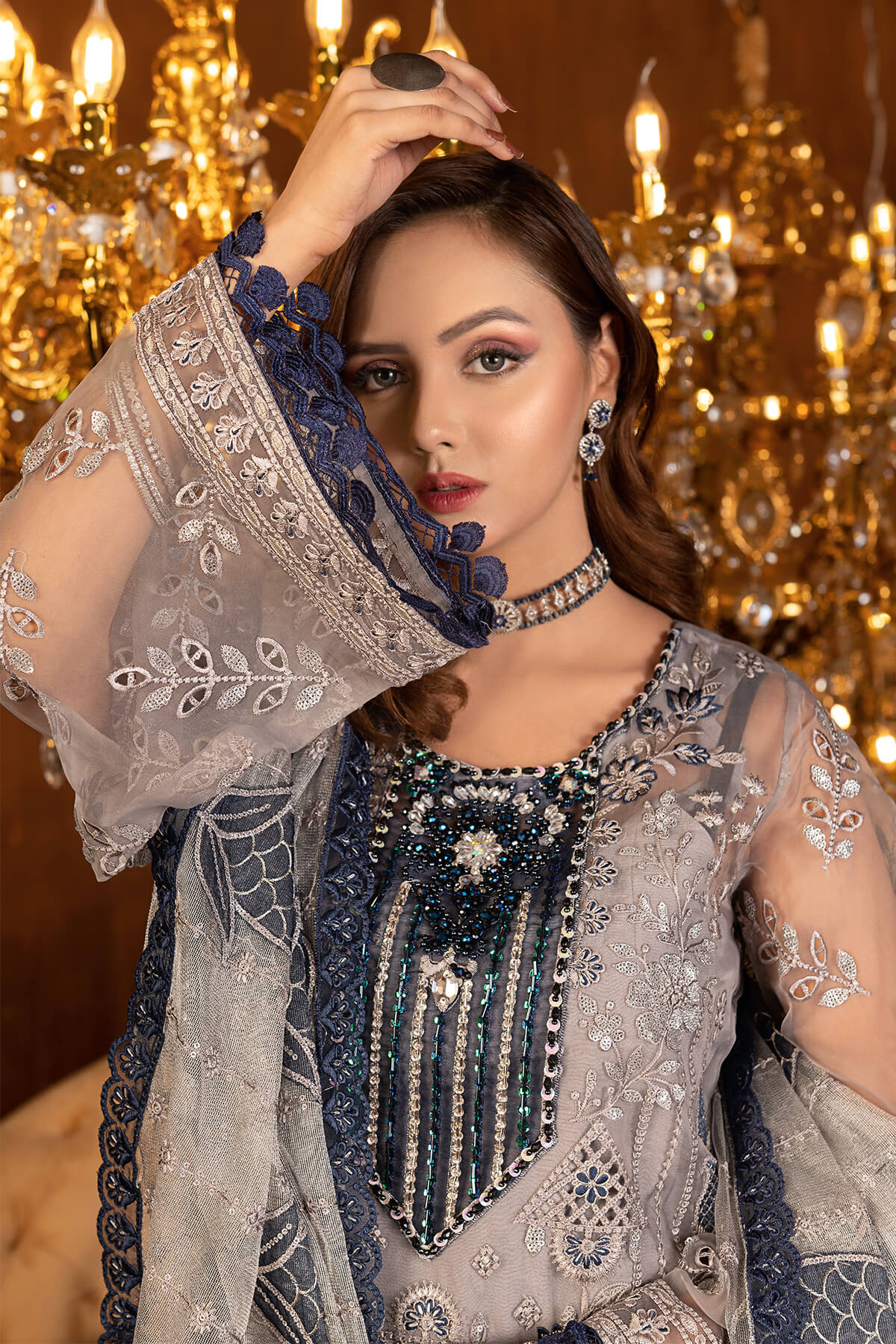 Janique | Luxury Collection 24 |  D-033 Metallic grey by Janique - Designer Dress - Type: Ladies Clothes - Available at Libayah - 100% Original